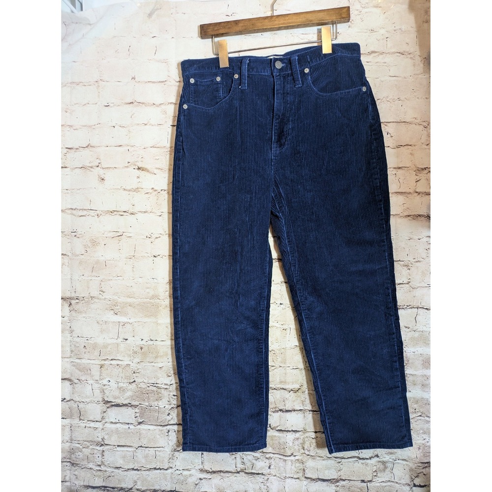 Madewell The DadJean Corduroy Pants 29 Royal Blue Ankle Straight Leg High Rise
